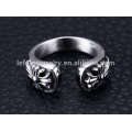 Punk Edelstahl Silber Christ Ring, Herren Silber Kreuz Ring